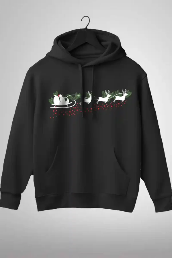 FSRD-HDI-BLK_1 Santa Sledge Hoodie Unisex | 300 GSM Fleece Winter Wear