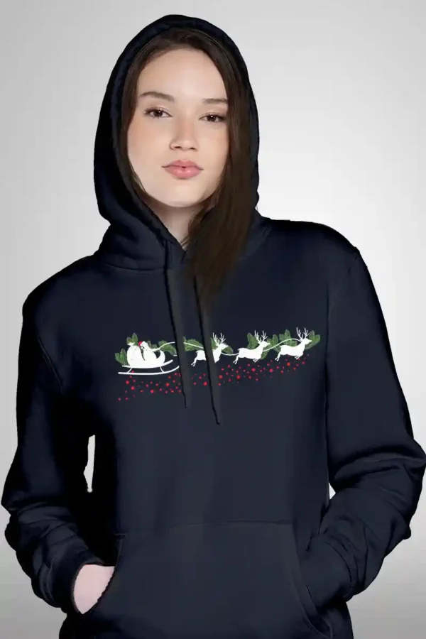 FSRD-HDI-BLK_4 Santa Sledge Hoodie Unisex | 300 GSM Fleece Winter Wear
