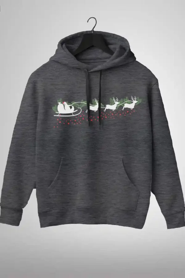 FSRD-HDI-DGY_1 Santa Sledge Hoodie Unisex | 300 GSM Fleece Winter Wear