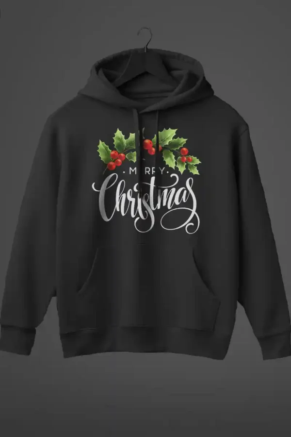 MRCS-HDI-BLK_1 Merry Christmas Hoodie | 300 GSM Fleece Festive Wear