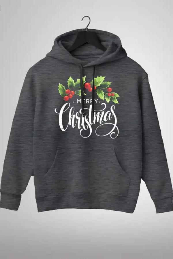 MRCS-HDI-DGY_1 Merry Christmas Hoodie | 300 GSM Fleece Festive Wear