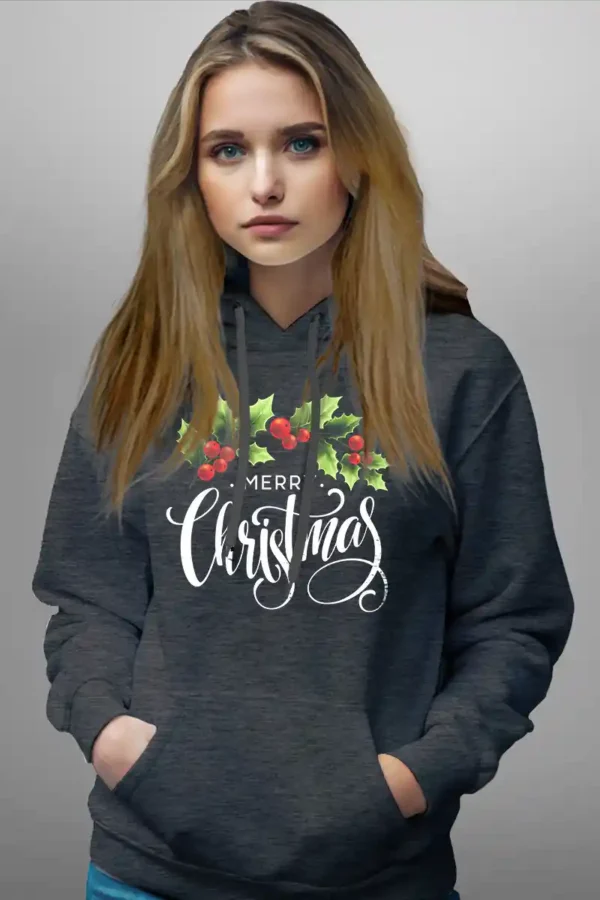 MRCS-HDI-DGY_2 Merry Christmas Hoodie | 300 GSM Fleece Festive Wear