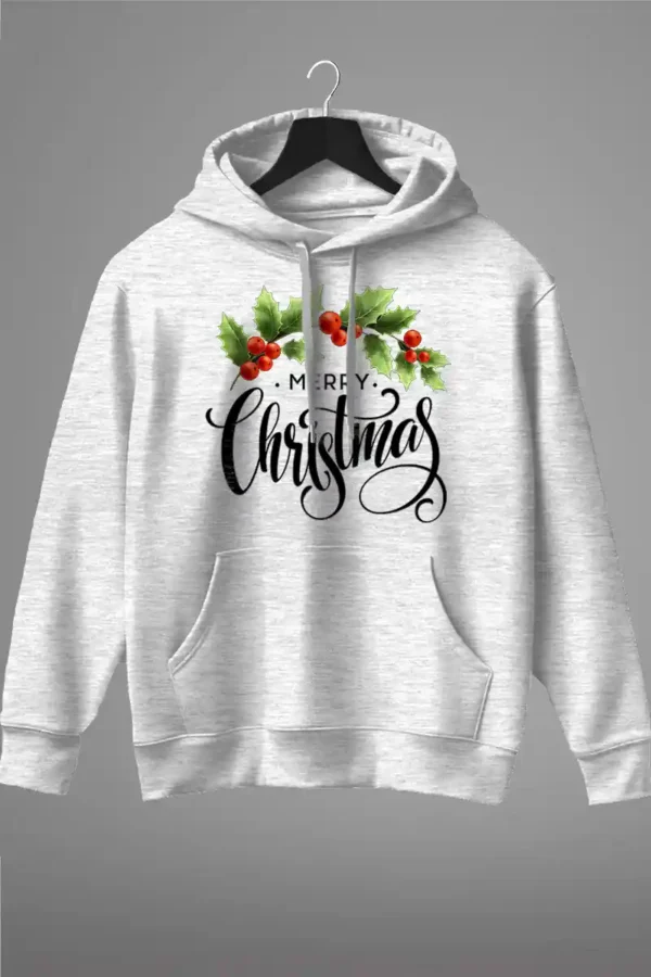 MRCS-HDI-LGY_1 Merry Christmas Hoodie | 300 GSM Fleece Festive Wear