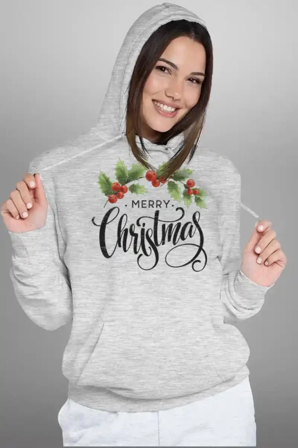 MRCS-HDI-LGY_4 Merry Christmas Hoodie | 300 GSM Fleece Festive Wear