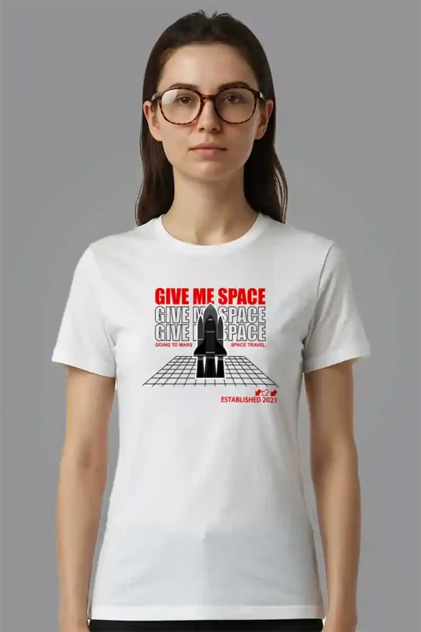 002-GMS_Cory white "Give Me Space" Unisex 100% Cotton | 180 GSM Graphic Tee