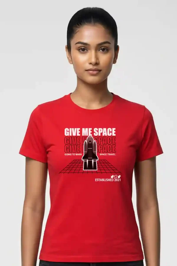002-GMS_Divya red "Give Me Space" Unisex 100% Cotton | 180 GSM Graphic Tee