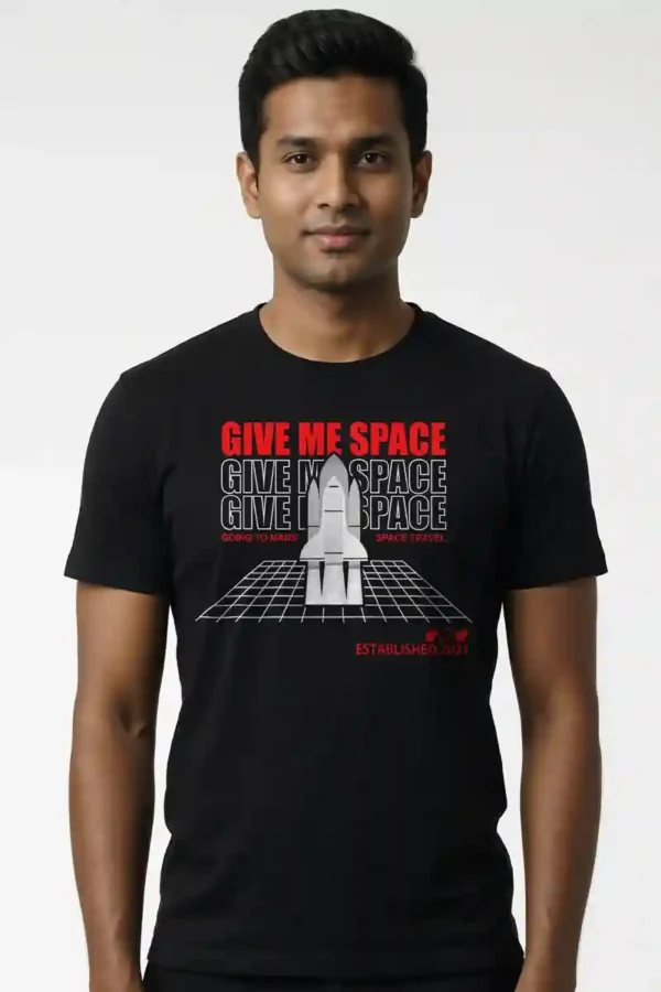 002-GMS_Pramod Black "Give Me Space" Unisex 100% Cotton | 180 GSM Graphic Tee