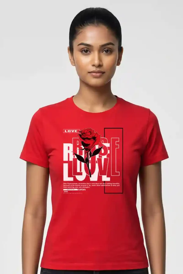 Rose Love T-Shirt Unisex | 180 GSM Cotton Crew Neck