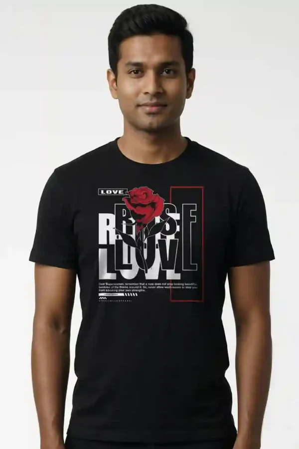 Rose Love T-Shirt Unisex | 180 GSM Cotton Crew Neck