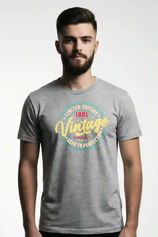 012-LEV_James Grey Limited Vintage T-Shirt Unisex | 180 GSM Cotton Crew Neck