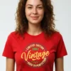 012-LEV_Jane RED Limited Vintage T-Shirt Unisex | 180 GSM Cotton Crew Neck