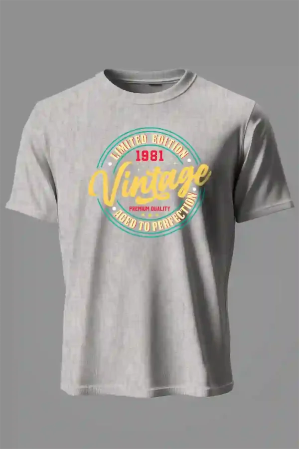 012-LEV_T-shirt Grey Limited Vintage T-Shirt Unisex | 180 GSM Cotton Crew Neck