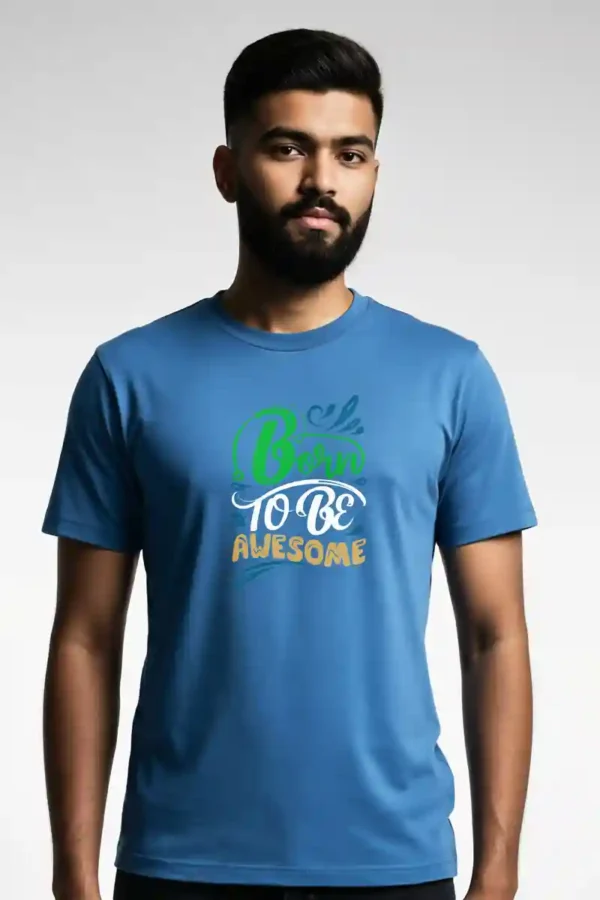027-BTA_James Blue Born to be Awesome T-Shirt |180 GSM Premium Cotton Tee
