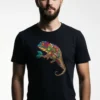 036-CCM_James Black Colorful Chameleon T-Shirt Unisex | 100% Pure Cotton