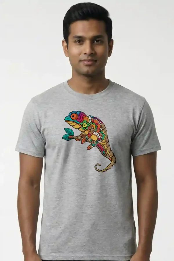 036-CCM_Pramod grey Colorful Chameleon T-Shirt Unisex | 100% Pure Cotton