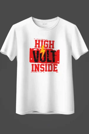 055-HVN-OS_Over Size White High Volt Inside Oversized T-Shirt Unisex | 100% Pure Cotton
