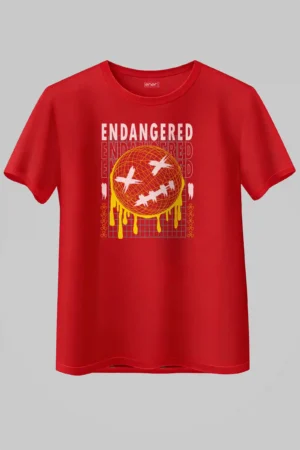 057-EDG-OS_Over Size RED Endangered Oversized T-Shirt Unisex | 100% Pure Cotton