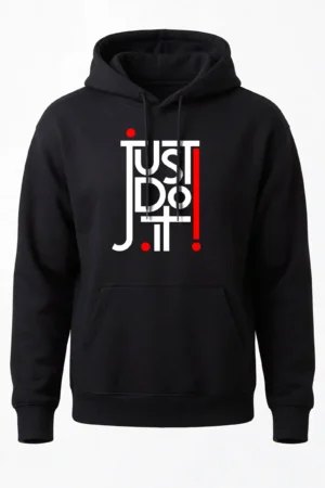 Hoodie Black Just Do It Hoodie Unisex | 320 GSM Fleece Winter Wear