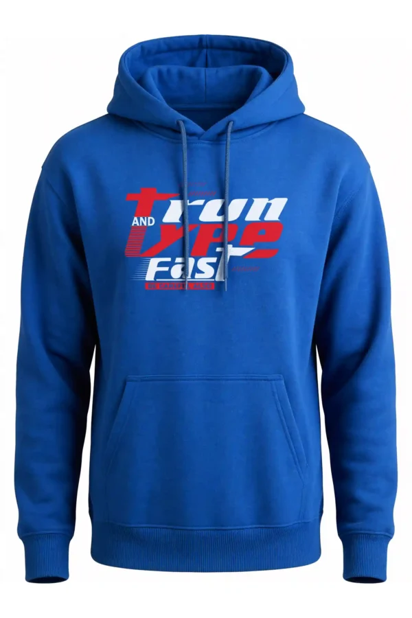 Hoodie Blue Run and Type Fast Hoodie Unisex | 320 GSM Fleece Winter Wear