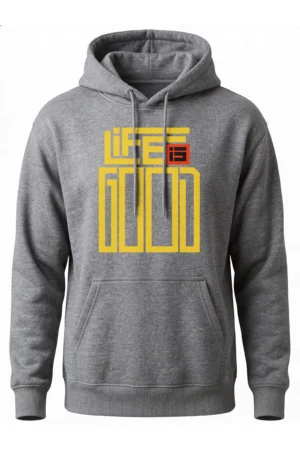 Hoodie Grey Melangs Life is Good Hoodie Unisex | 320 GSM Fleece Winter Wear