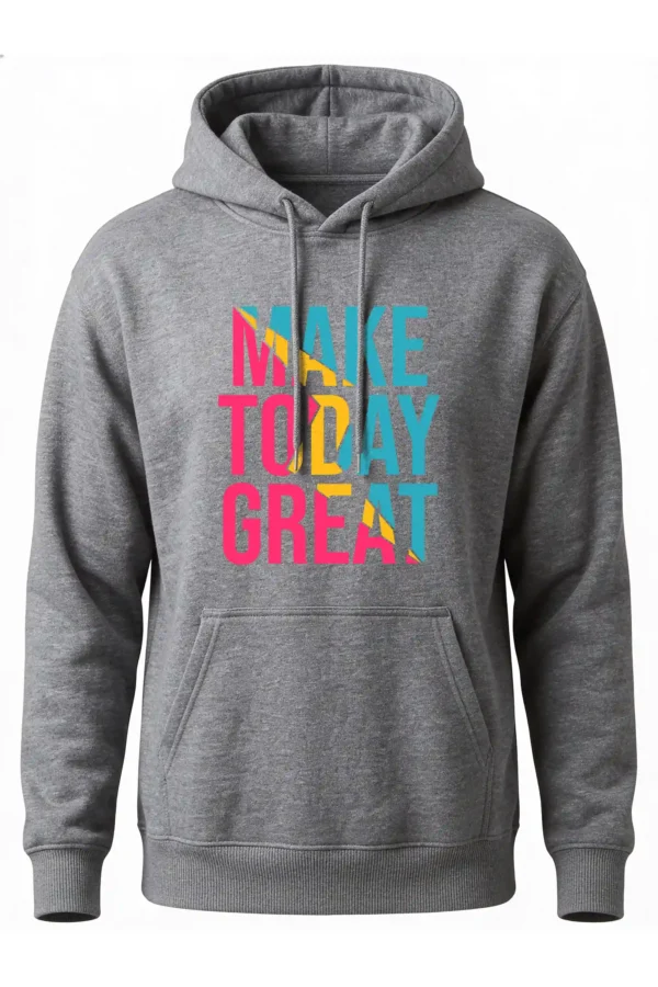 Hoodie Grey Melangs Make Today Great Hoodie Unisex | 320 GSM Fleece Winter Wear