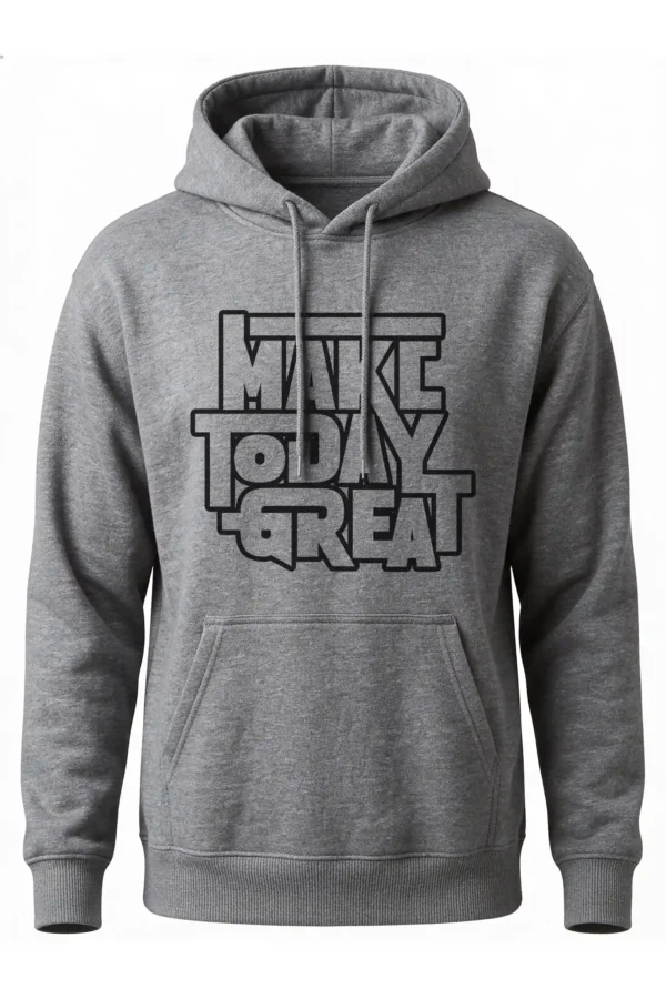 Hoodie Grey Melangs Make Today Great Hoodie Unisex | 320 GSM Fleece Winter Wear