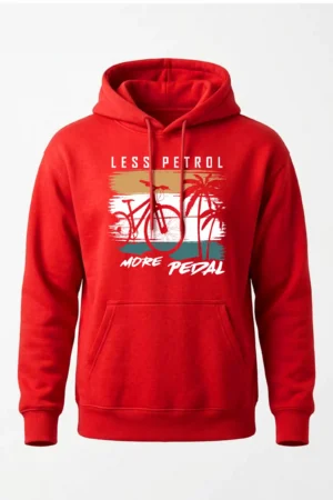 Hoodie red Less Petrol More Pedal Hoodie Unisex | 320 GSM Fleece Winter Wear
