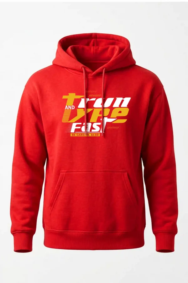 Hoodie red Run and Type Fast Hoodie Unisex | 320 GSM Fleece Winter Wear