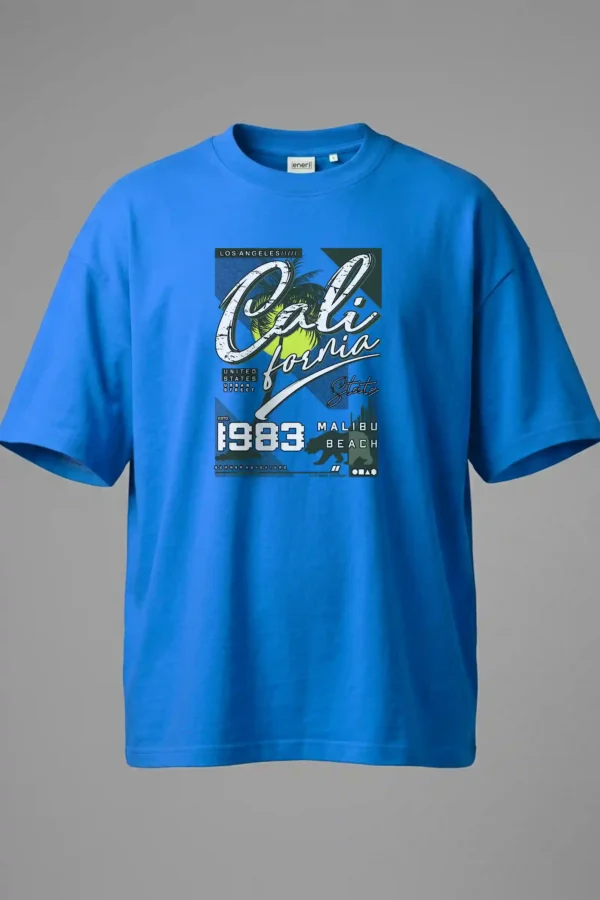 Over Size Blue California Beach Oversized T-Shirt Unisex | 100% Pure Cotton