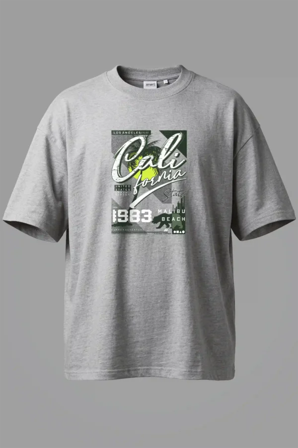 Over Size Grey Melange California Beach Oversized T-Shirt Unisex | 100% Pure Cotton