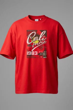 Over Size RED California Beach Oversized T-Shirt Unisex | 100% Pure Cotton