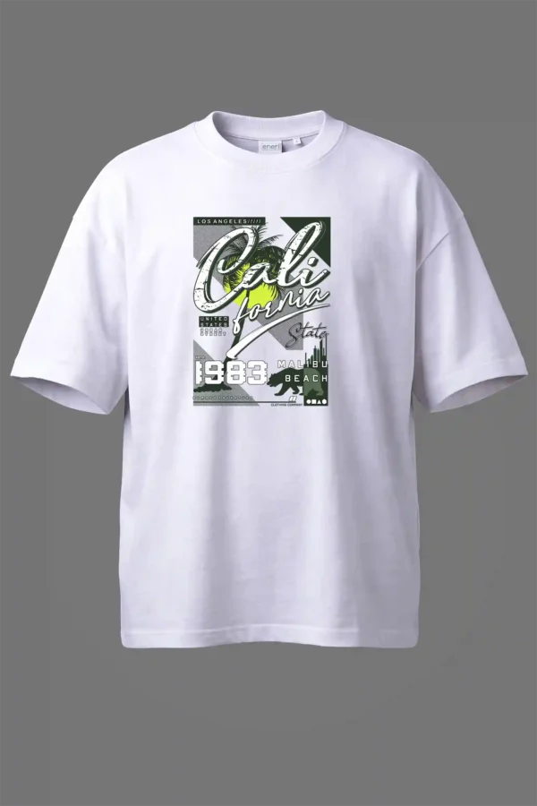 Over Size White California Beach Oversized T-Shirt Unisex | 100% Pure Cotton