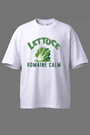 Over Size White Lettuce Romaine Calm Oversized T-Shirt Unisex | 100% Pure Cotton