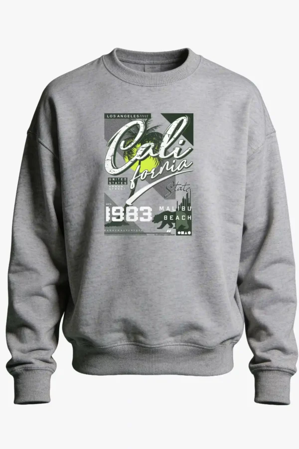 Sweatshirt Grey Melange California Beach Sweatshirt Unisex | 300 GSM Premium Winter