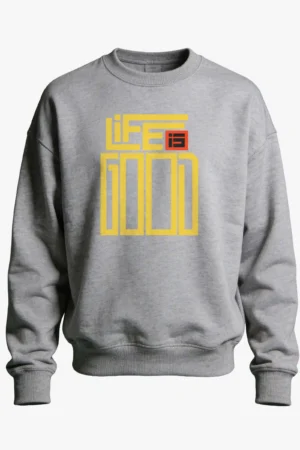 Sweatshirt Grey Melange Life is Good Sweatshirt Unisex | 300 GSM Premium Winter