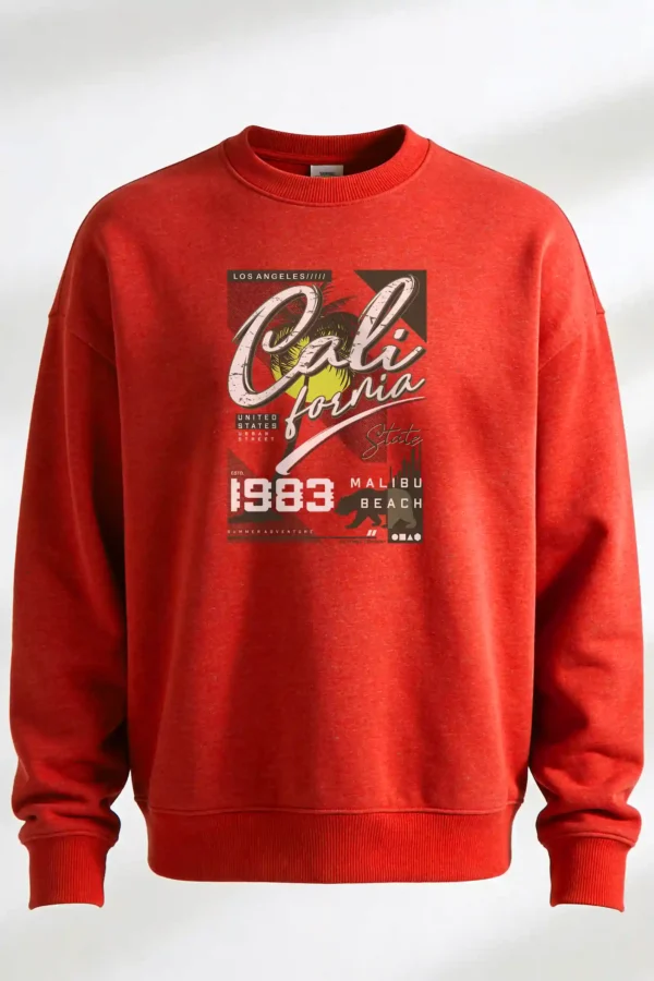 Sweatshirt Red California Beach Sweatshirt Unisex | 300 GSM Premium Winter
